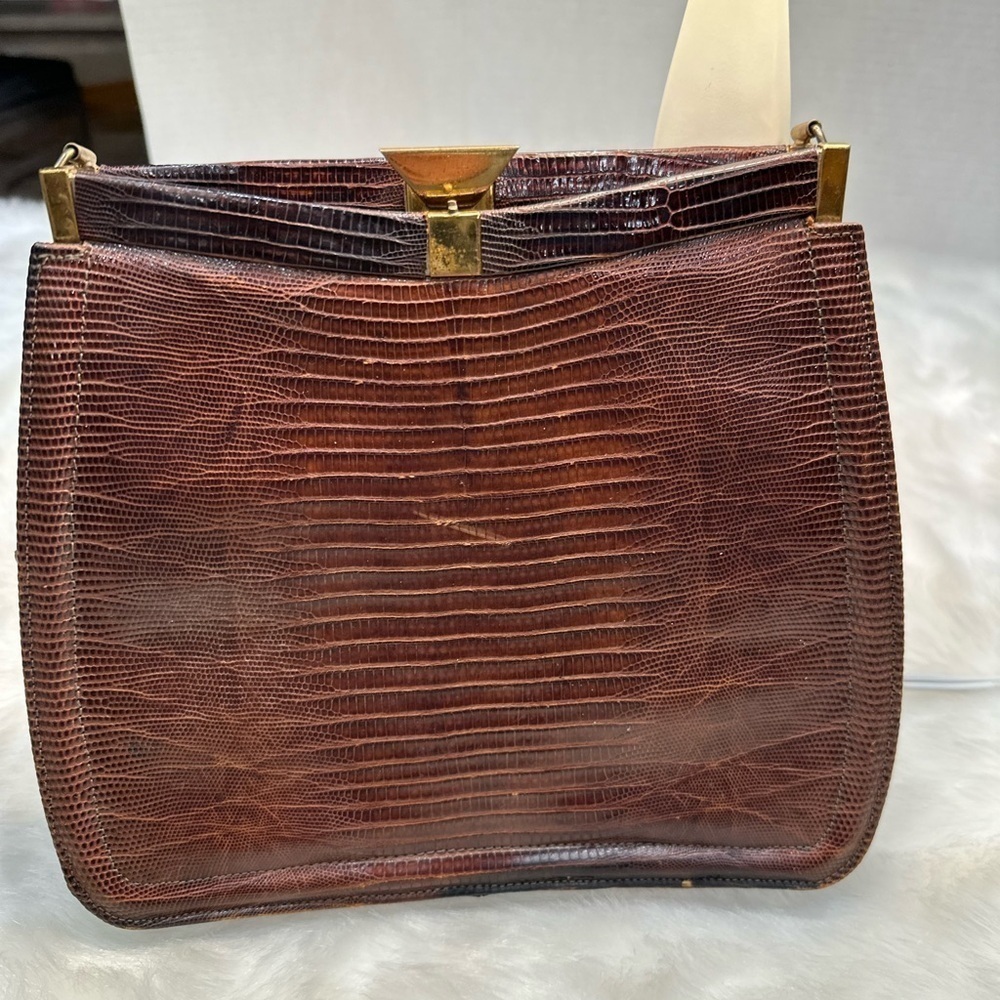 Escort bag brown lizard (missing strap)
